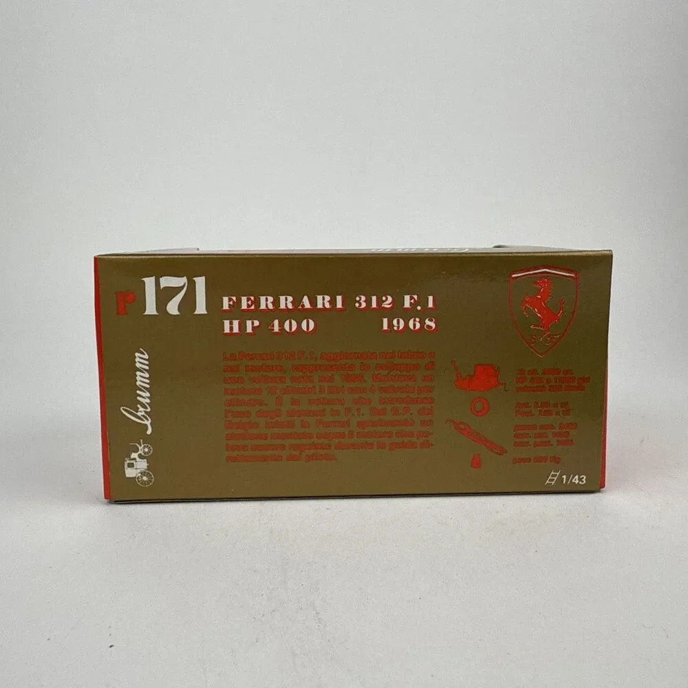 Brumm Models 1:43 Scale R171 - 1968 Ferrari 312F1 HP400 Red #26